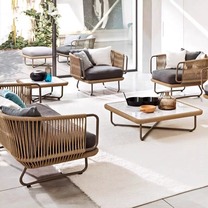 Gaoliang Outdoor Garden Sofa Rope Woven Waterproof Leisure Furniture OEM/ODM(HWSF05)