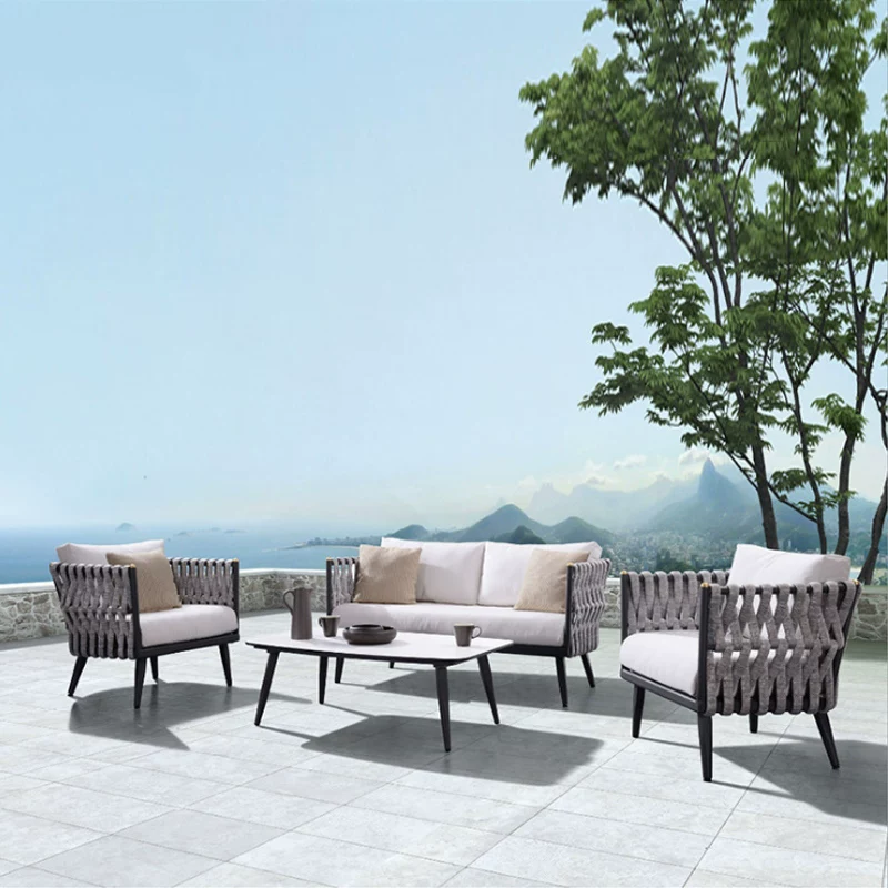 Gaoliang Outdoor Sofa Rope Wave Garden Patio Sofa Furniture OEM/ODM(HWSF07)