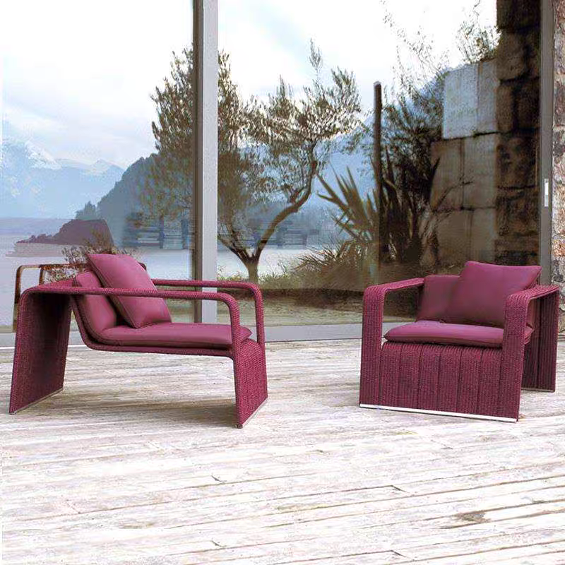 Gaoliang Outdoor Sofa Red Aluminum Deep Lounge Chair OEM/ODM(HWSF09)