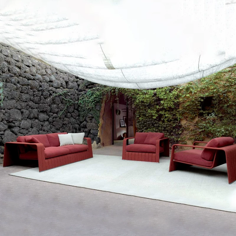Gaoliang Outdoor Sofa Red Aluminum Deep Lounge Chair OEM/ODM(HWSF09)