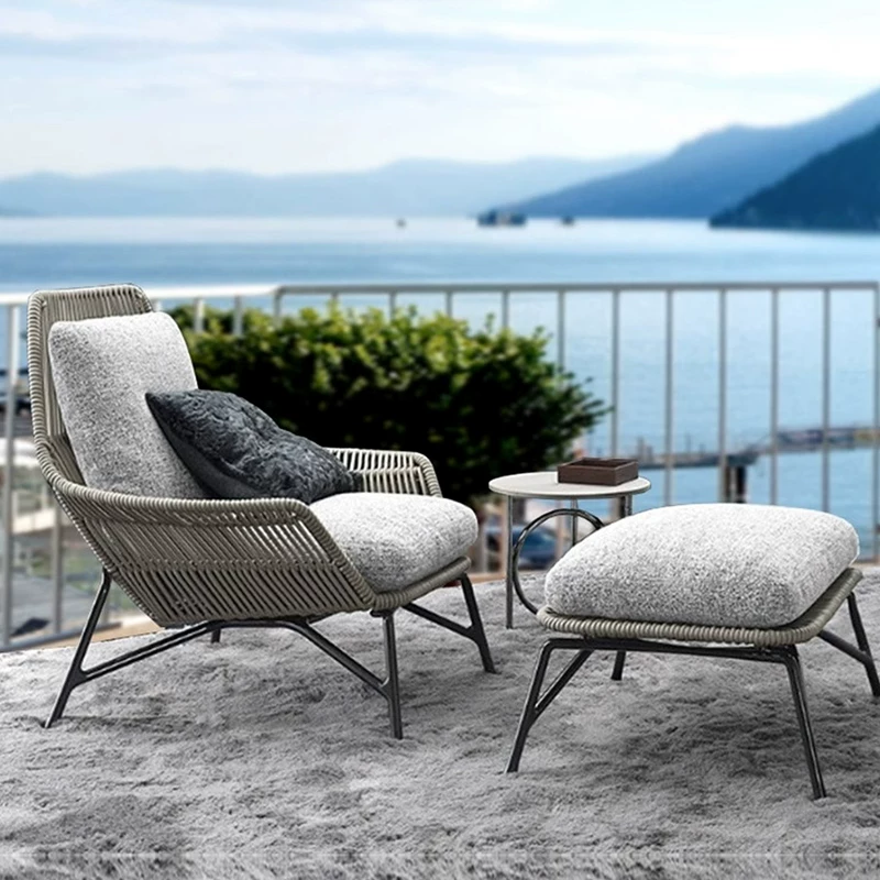 Gaoliang Outdoor Sofa Modern Rattan Single Sofa Chair with Foot Pedals OEM/ODM(HWSF11)