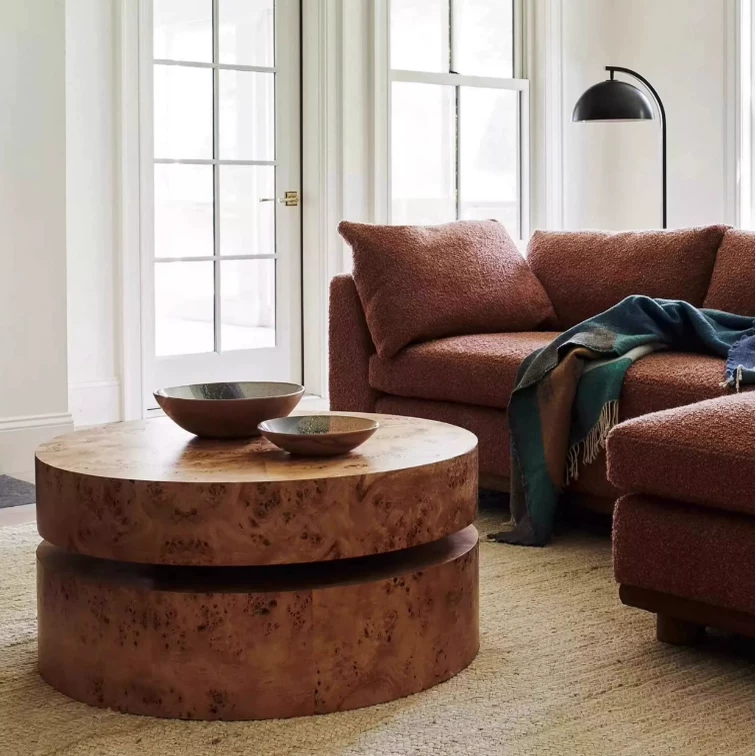 Gaoliang Coffee Table Mid Century Round Solid Wood Coffee Table OEM/ODM (KF385)