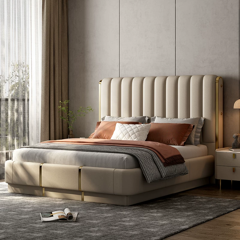 Gaoliang Bed Italian Luxury Design High End Double Bed OEM/ODM (QRC05)