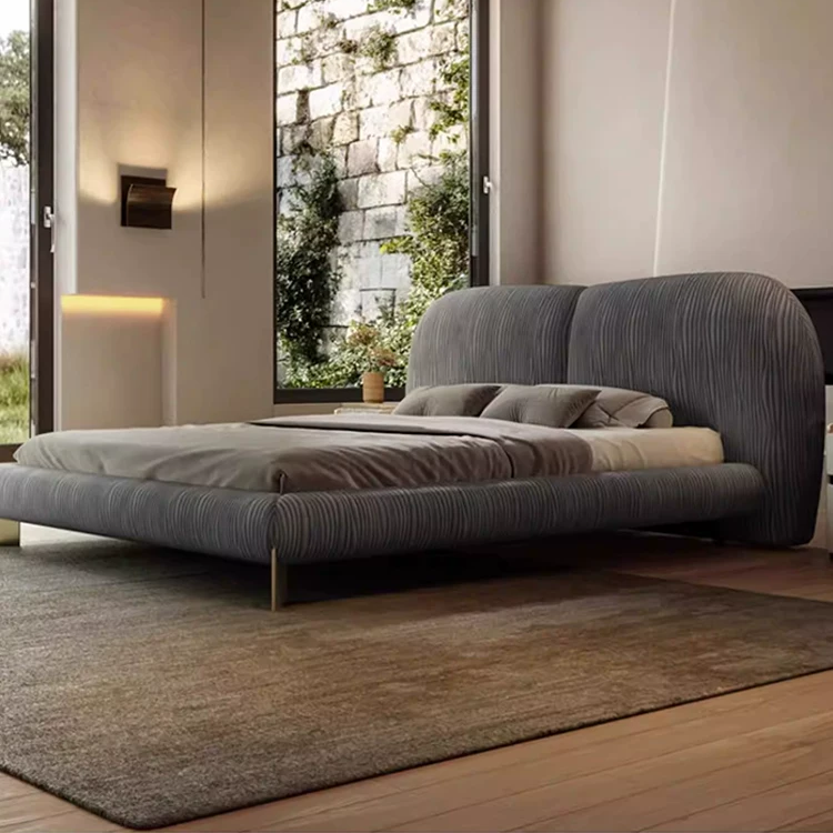 Gaoliang Bed Luxury Elegant Fabric Upholstered King Size Bed Set OEM/ODM (RC92)