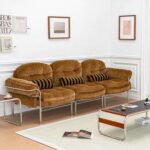 Gaoliang Sofa Metal Frame Luxury Brown Fabric 3 Seat Sofa Furniture OEM/ODM (SF122)