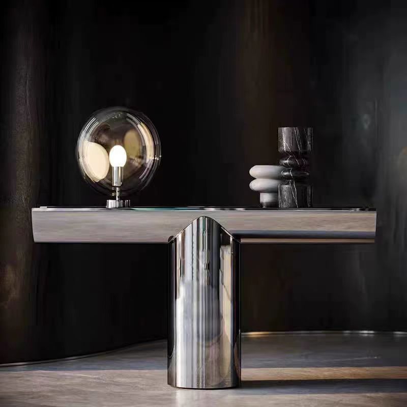 Gaoliang Console Table T Shaped Wooden Stainless Steel Entrance Table OEM/ODM (XG36)