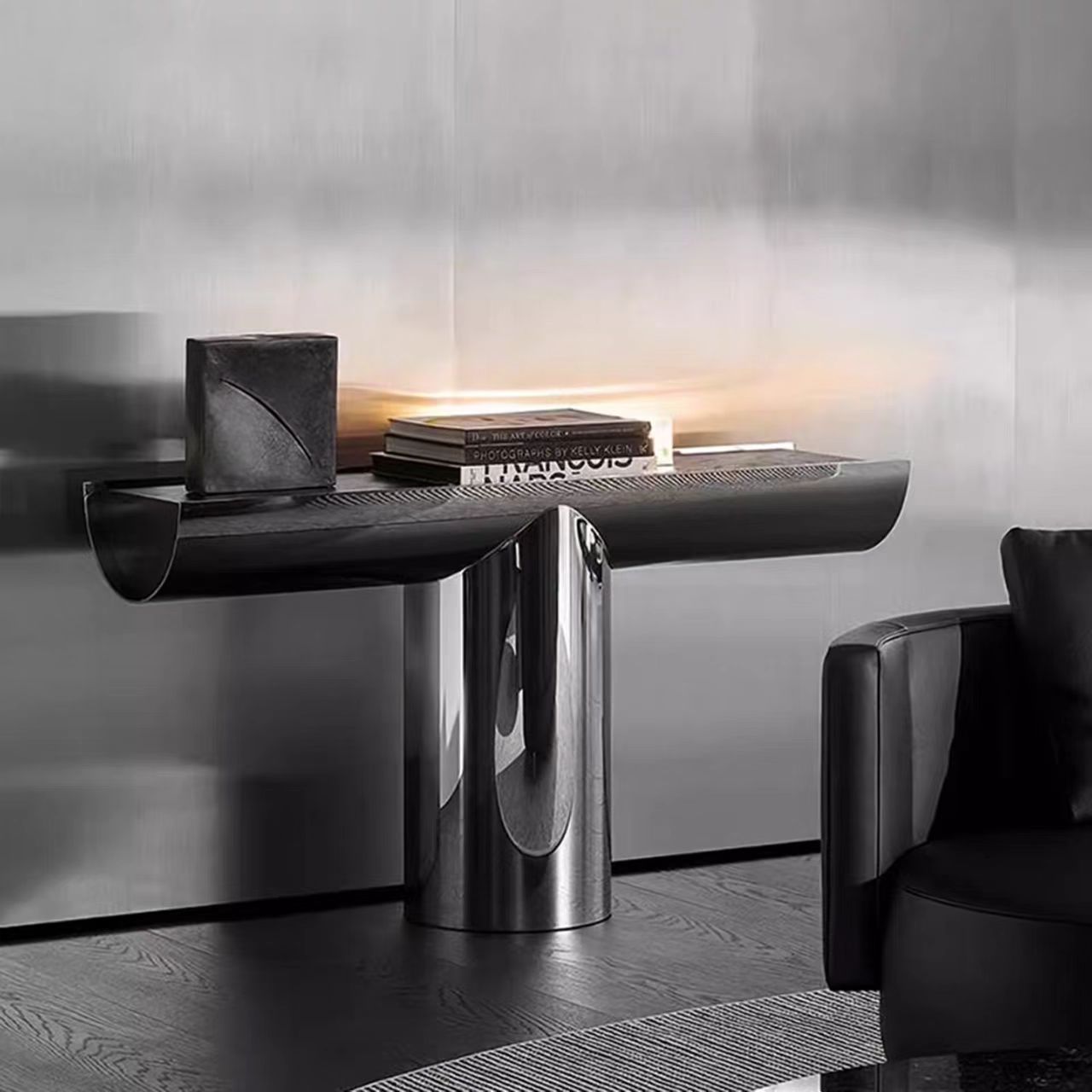 Gaoliang Console Table T Shaped Wooden Stainless Steel Entrance Table OEM/ODM (XG36)