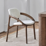 Gaoliang Dinning Chair Fabric Cushion Curved Armrest Dinning Chair OEM/ODM (YZ224)
