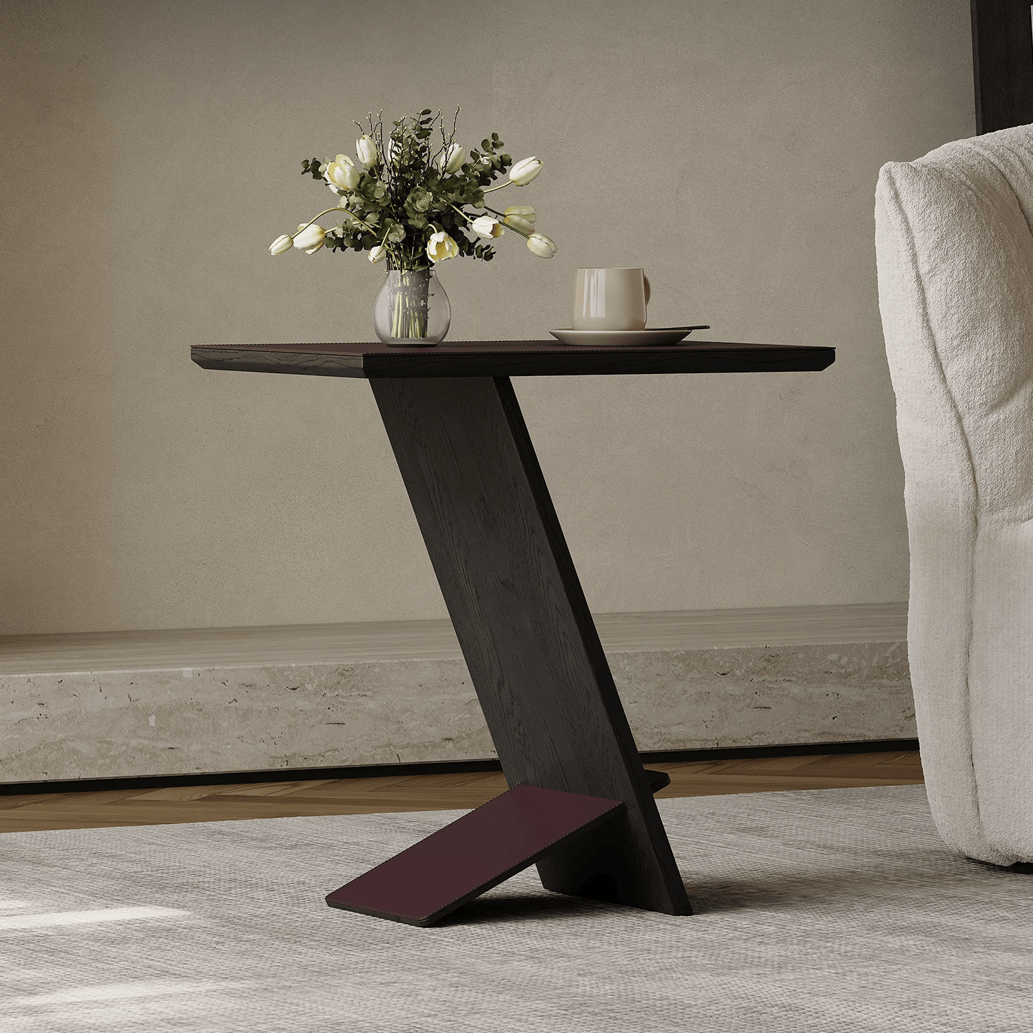 Gaoliang Side Table Modern Solid Wood with Leather Z Shape End Table OEM/ODM (BJ151)