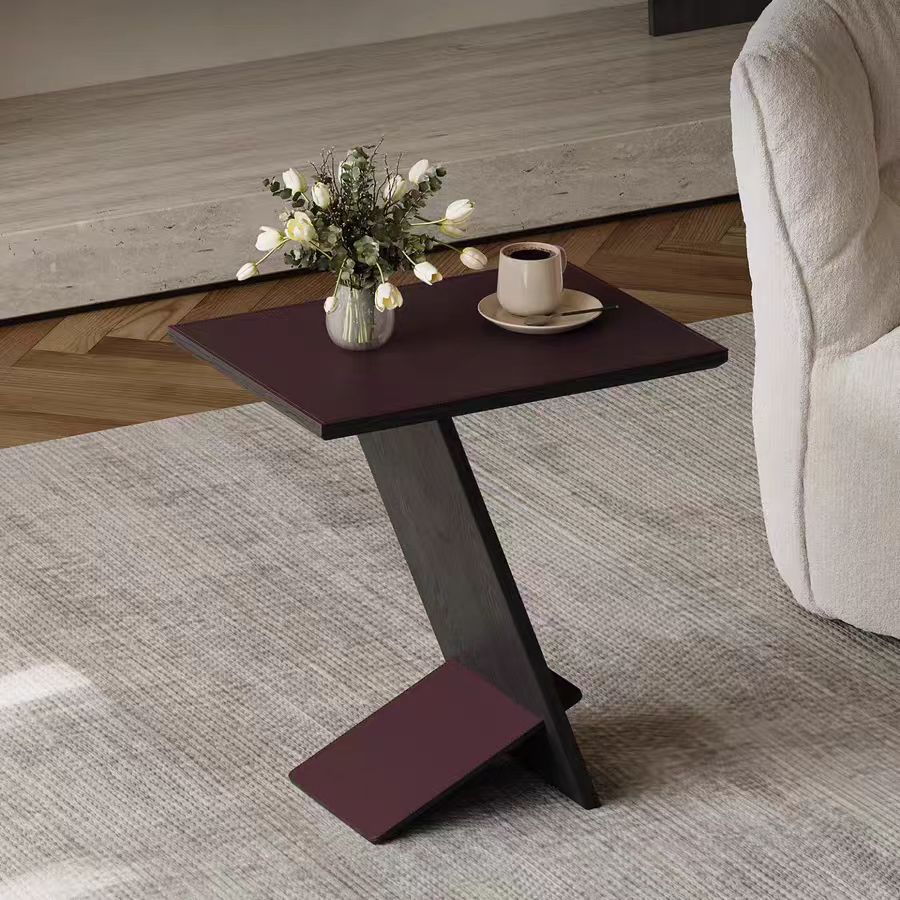 Gaoliang Side Table Modern Solid Wood with Leather Z Shape End Table OEM/ODM (BJ151)