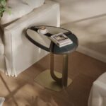 Gaoliang Side Table Metal Leg Leather Top Small Tea Table OEM/ODM (BJ152)