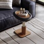 Gaoliang Side Table C Shaped Saddle Leather Wrapped Side Table OEM/ODM (BJ153)