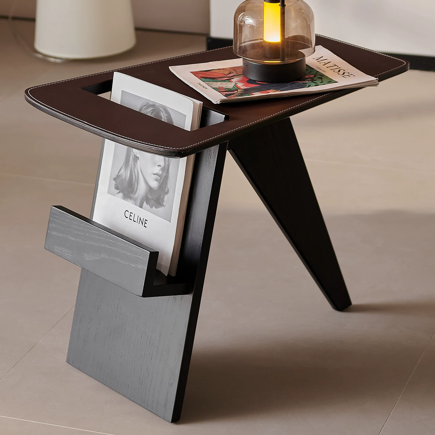 BJ160 (1) Gaoliang Side Table Solid Wood Built-in Book Storage Side Table OEM/ODM (BJ160)