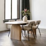 Gaoliang Dining Table Solid Wood Oval Luxury Minimalist Dining Table OEM/ODM (CZ240)