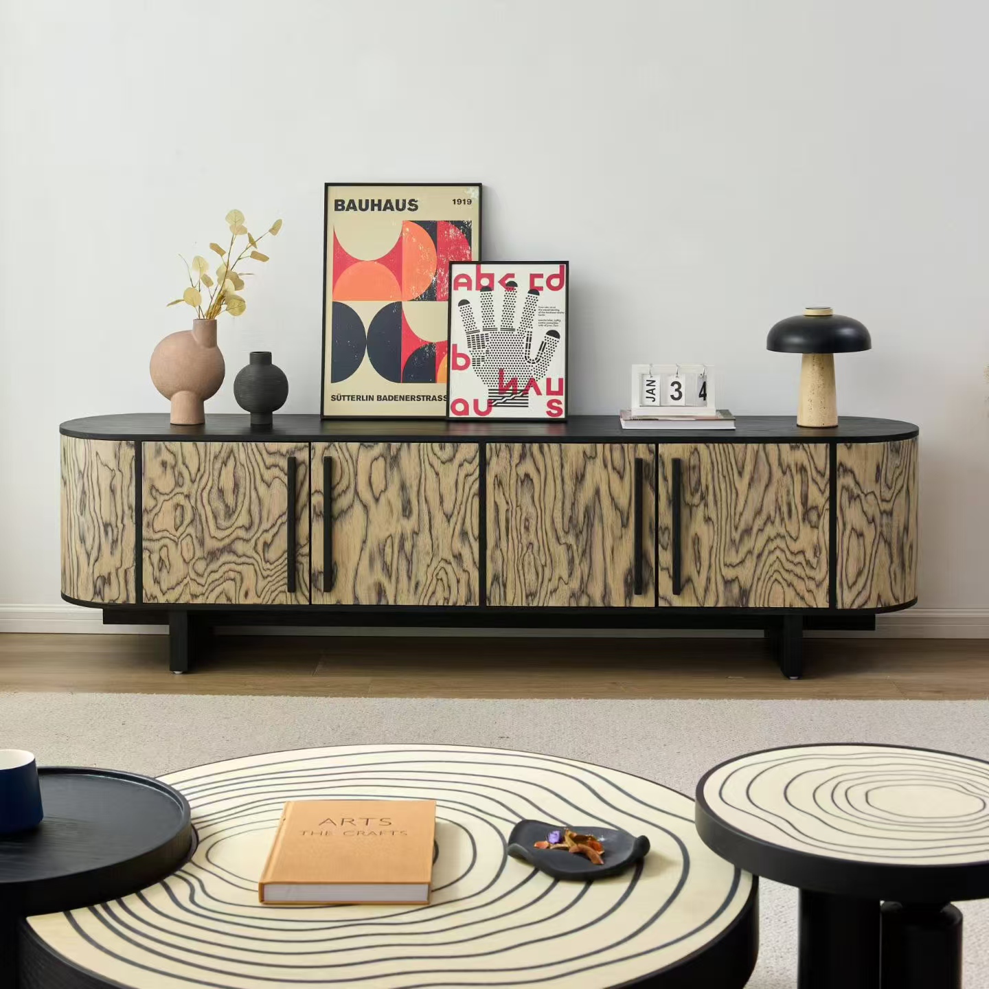 KF386-2主 Gaoliang Coffee Table Wooden Storage Coffee Table Set for Home OEM/ODM (KF386)
