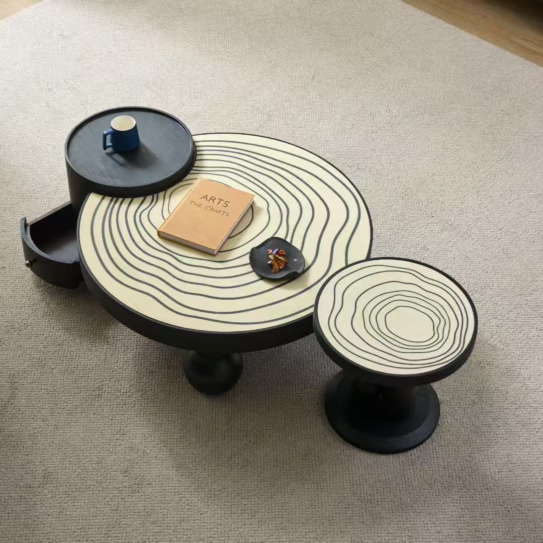 KF386-3 Gaoliang Coffee Table Wooden Storage Coffee Table Set for Home OEM/ODM (KF386)