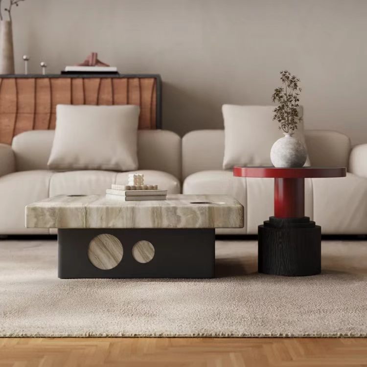 KF394 (1) Gaoliang Coffee Table Luxury Square Living Room Tea Table Combination OEM/ODM (KF394)