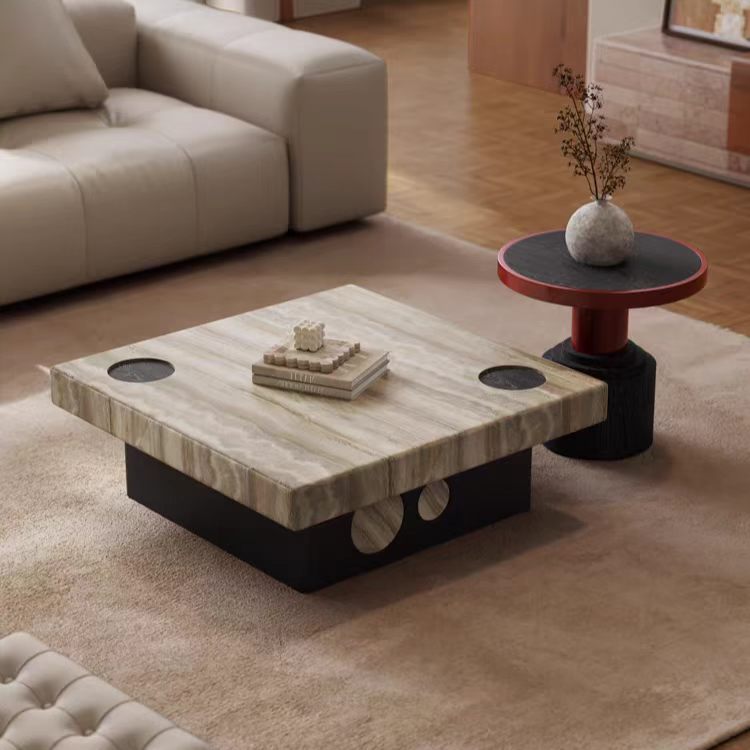 KF394 Gaoliang Coffee Table Luxury Square Living Room Tea Table Combination OEM/ODM (KF394)