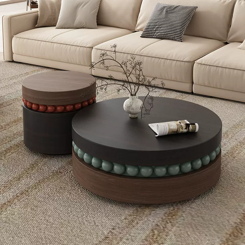 KF397 (1) Gaoliang Coffee Table Modern New Walnut Wooden Round Coffee Table OEM/ODM (KF397)