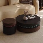 Gaoliang Coffee Table Modern New Walnut Wooden Round Coffee Table OEM/ODM (KF397)