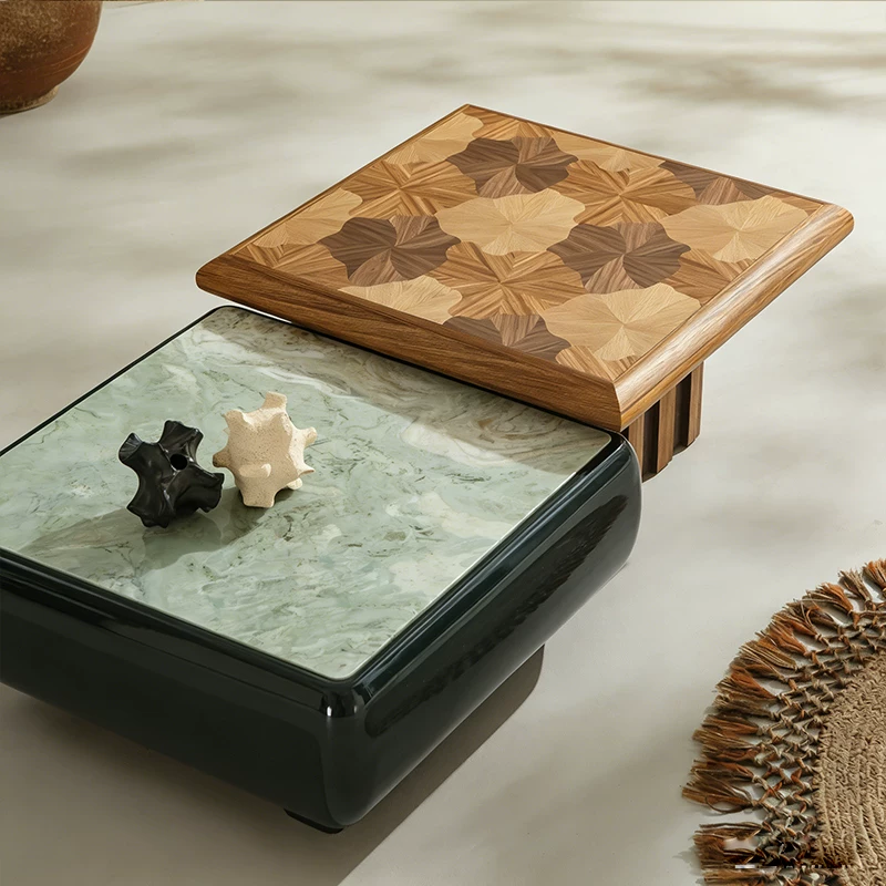 KF398 (2) Gaoliang Coffee Table Luxurious Wooden Square Coffee Table Set OEM/ODM (KF398)