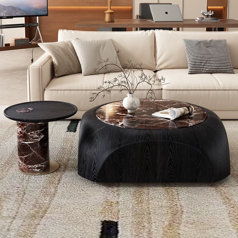KF399 (4) Gaoliang Coffee Table Italian Light Luxury Marble Stone Coffee Table OEM/ODM (KF399)