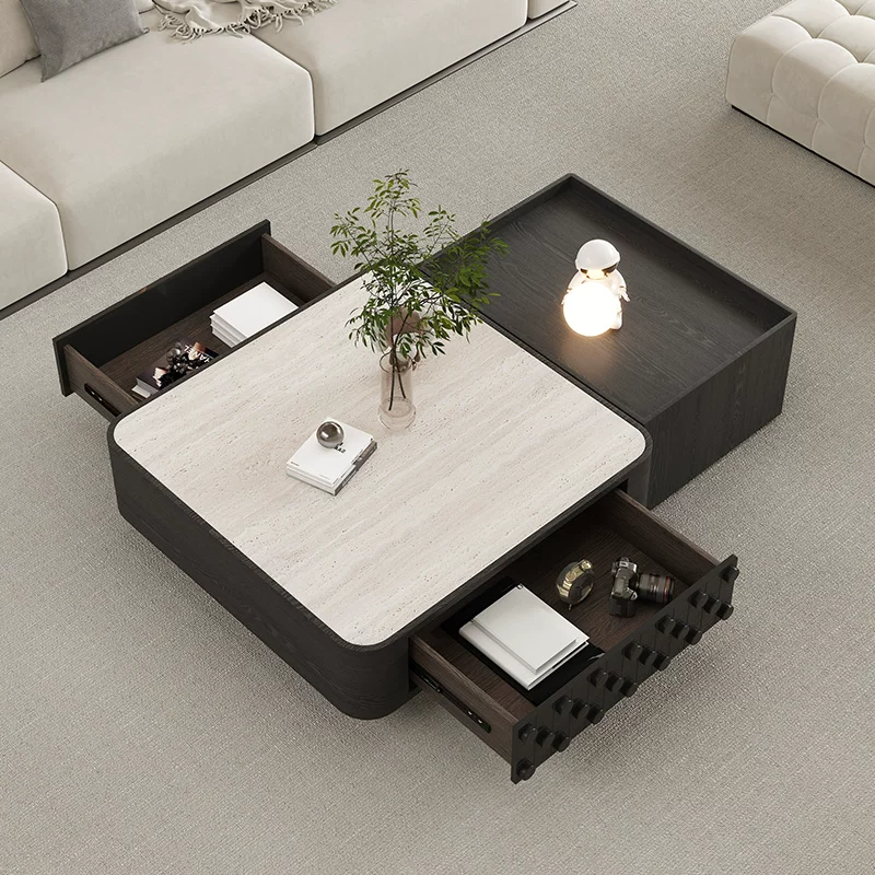 KF404 (3) Gaoliang Coffee Table Wooden Drawer Storage Living Room Coffee Tables OEM/ODM (KF404)