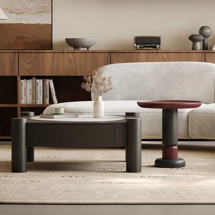 KF405 (1) Gaoliang Coffee Table Modern Solid Wood Coffee Table with Storage OEM/ODM (KF405)