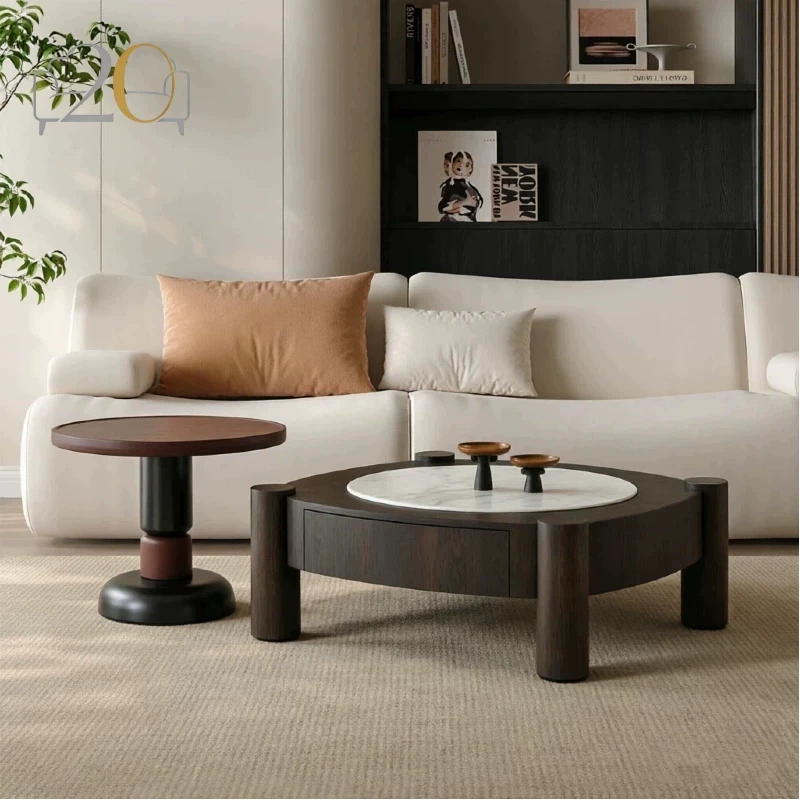 KF405 (3) Gaoliang Coffee Table Modern Solid Wood Coffee Table with Storage OEM/ODM (KF405)