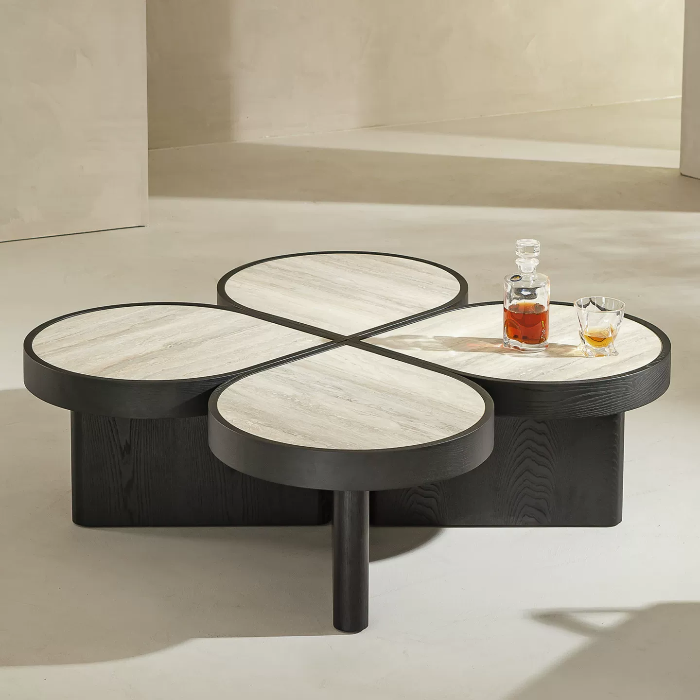 KF407 (3) Gaoliang Coffee Table Four-leaf Clover Shaped Living Room Center Tables OEM/ODM (KF407)