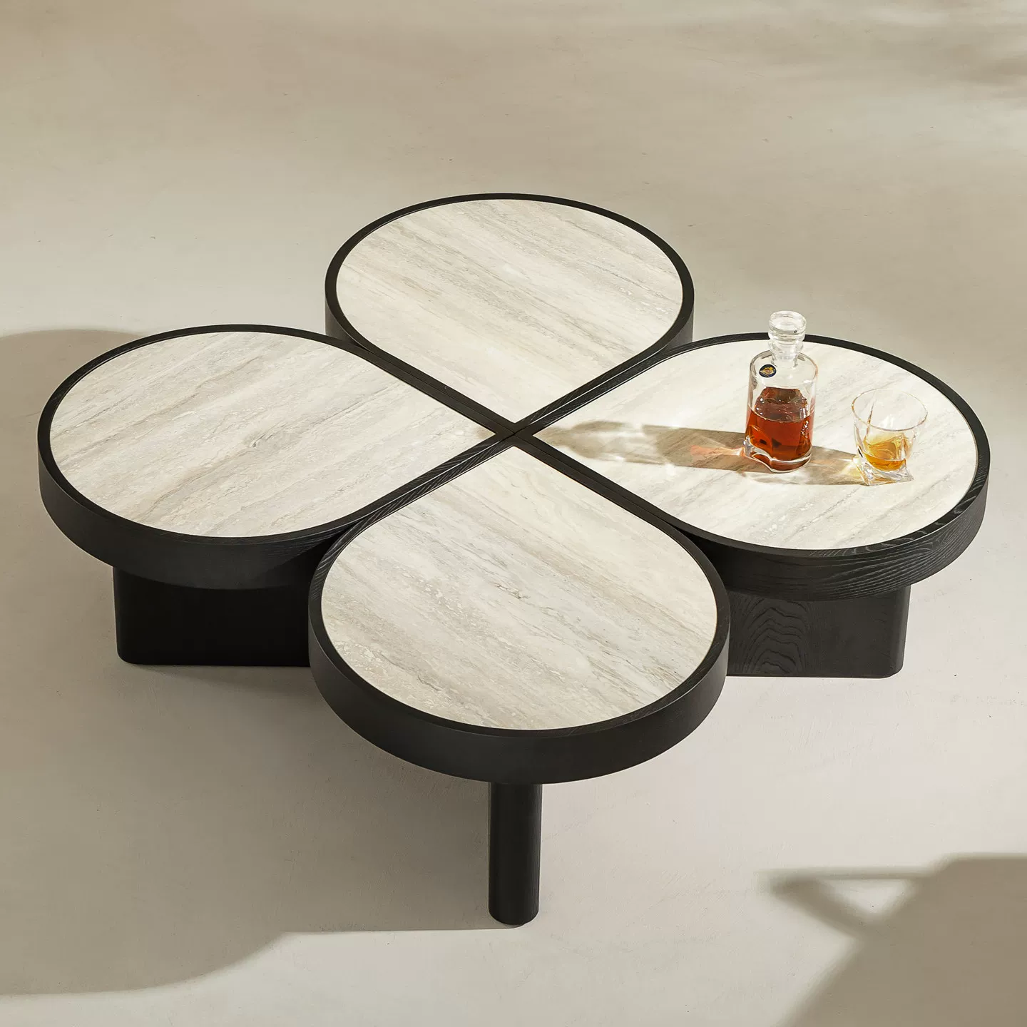 KF407 (5) Gaoliang Coffee Table Four-leaf Clover Shaped Living Room Center Tables OEM/ODM (KF407)