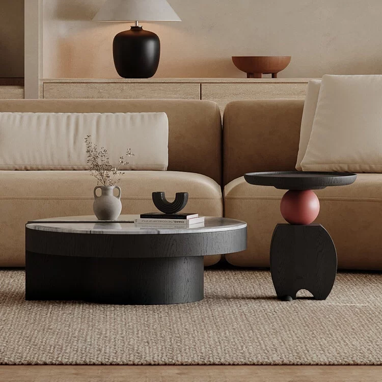 KF409 (3) Gaoliang Coffee Table Designer Creative Stone Coffee Table Set OEM/ODM (KF409)