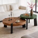 Gaoliang Coffee Table Modern Solid Wood Round Coffee Table Set OEM/ODM (KF410)