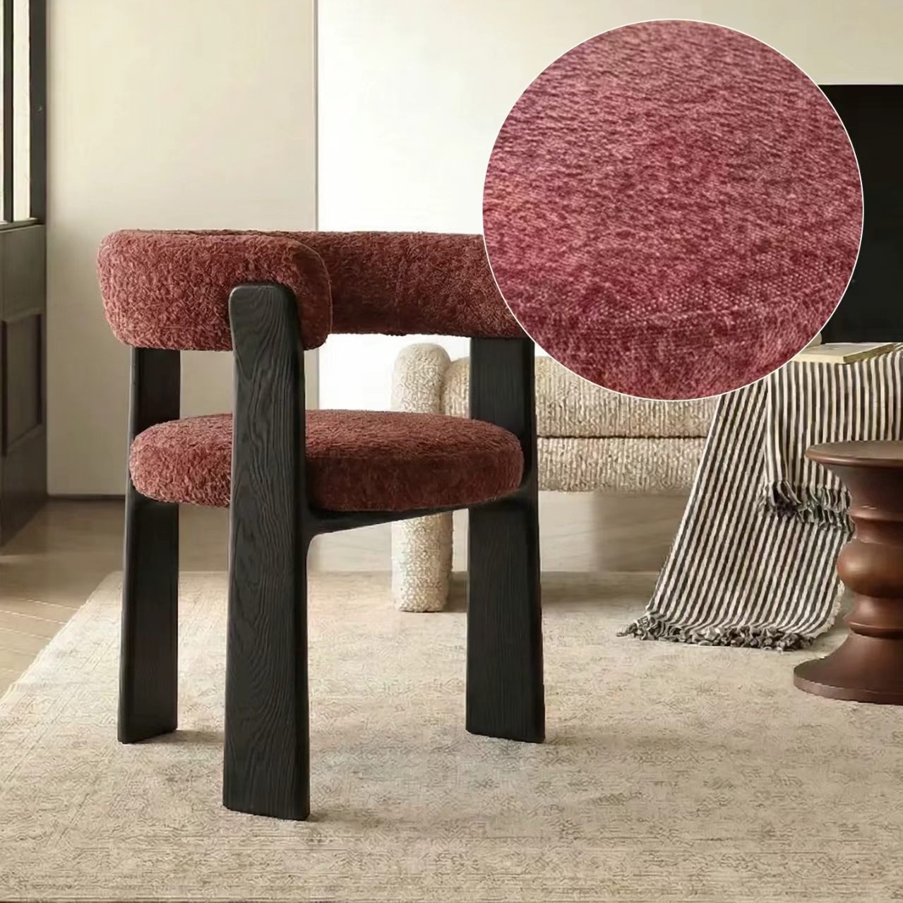 YZ305 (1) Gaoliang Dinning Chair High-end Arc-shaped Curved Dining Chair OEM/ODM (YZ305)