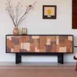Gaoliang Sideboard 4-Door Abstract Art Design Large Storage Cabinet OEM/ODM (GZ248)