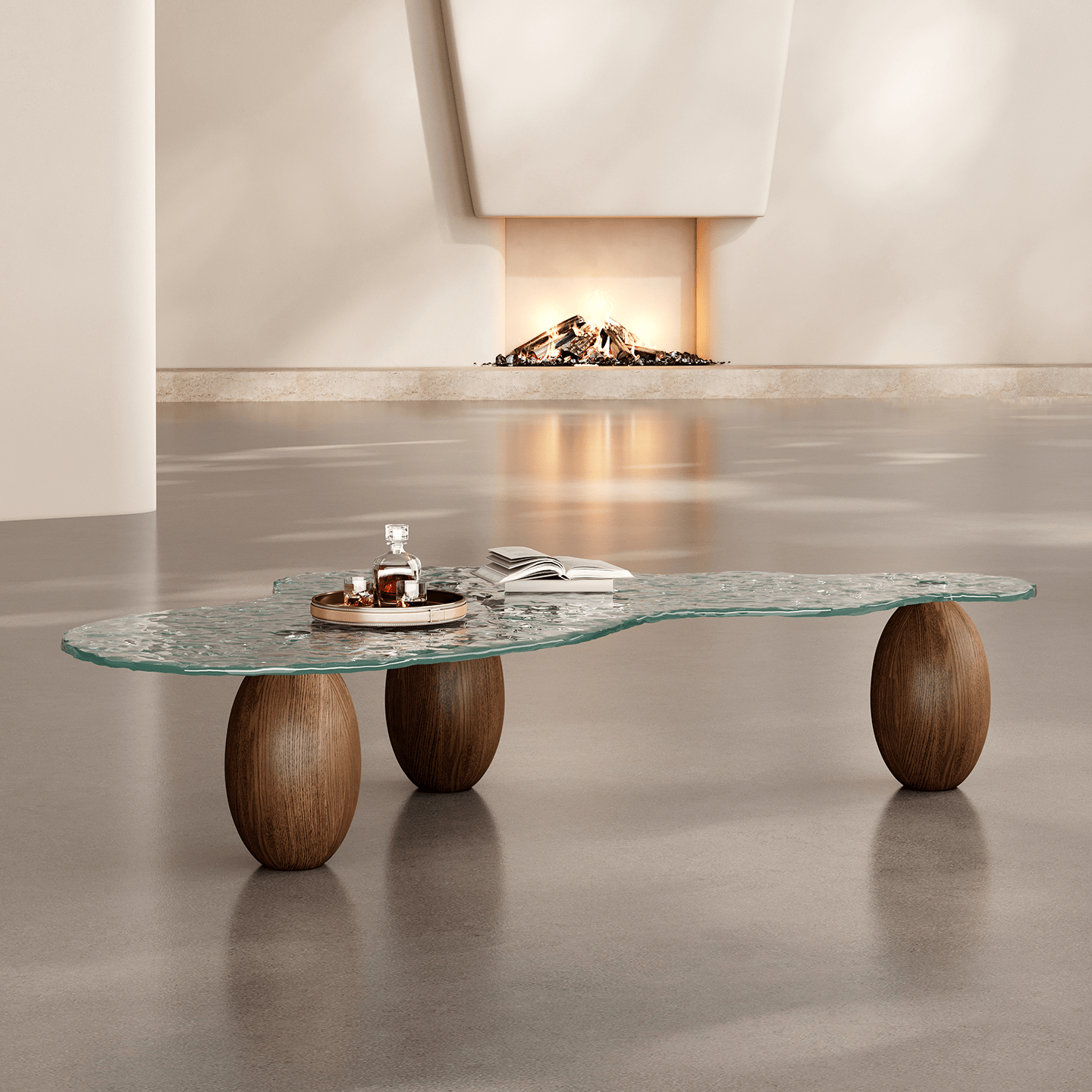 Gaoliang Coffee Table Modern Irregular Glass Top Center Tea Table OEM/ODM (KF417)