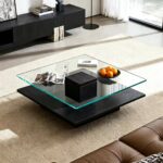 Gaoliang Coffee Table Double Layer Glass Top Rectangular Coffee Table OEM/ODM (KF420)
