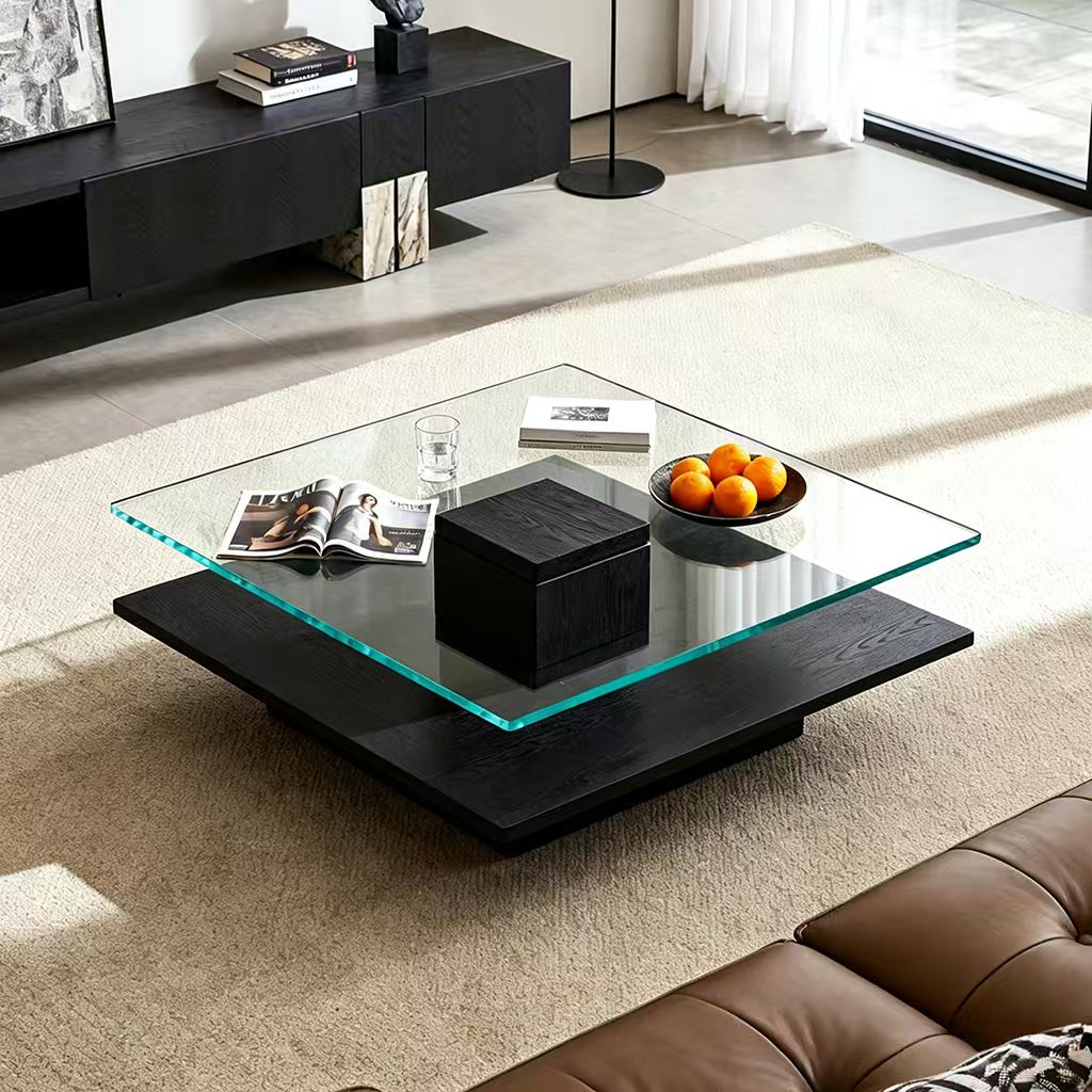 Gaoliang Coffee Table Double Layer Glass Top Rectangular Coffee Table OEM/ODM (KF420)