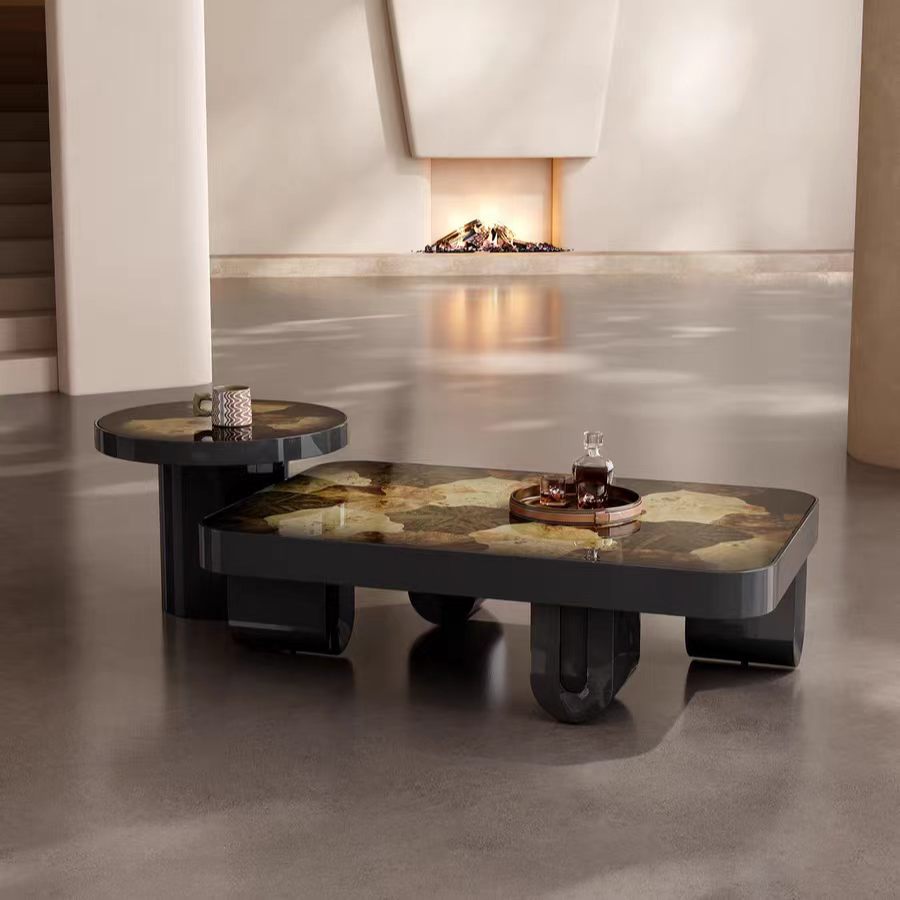 Gaoliang Coffee Table Modern Luxury Artistic Mosaic Wooden Coffee Table OEM/ODM (KF422)