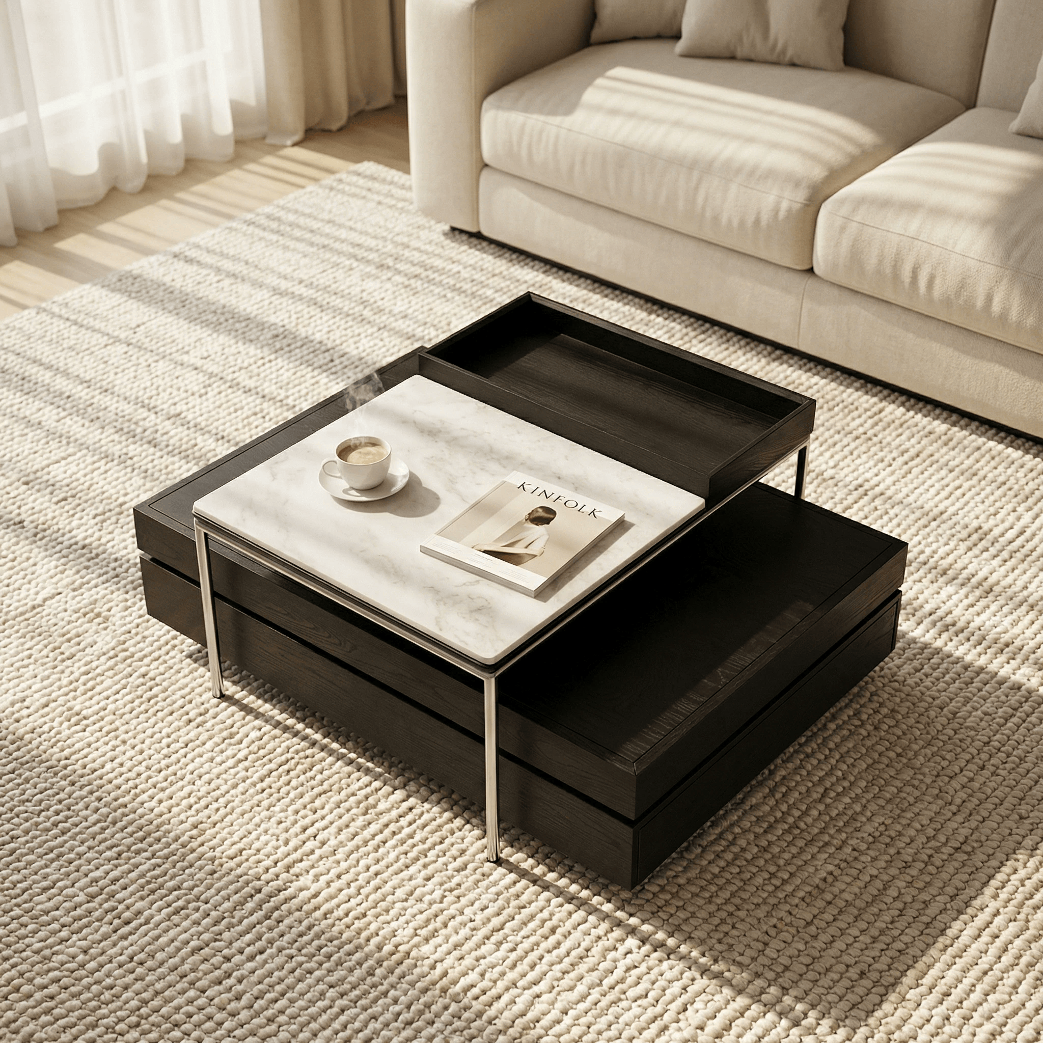 Gaoliang Coffee Table Modern Rectangular Nesting Coffee Table Set OEM/ODM (KF424)