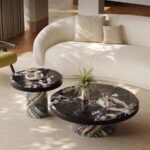 Gaoliang Coffee Table Modern Luxury Stone Top Round Coffee Table OEM/ODM (KF427)