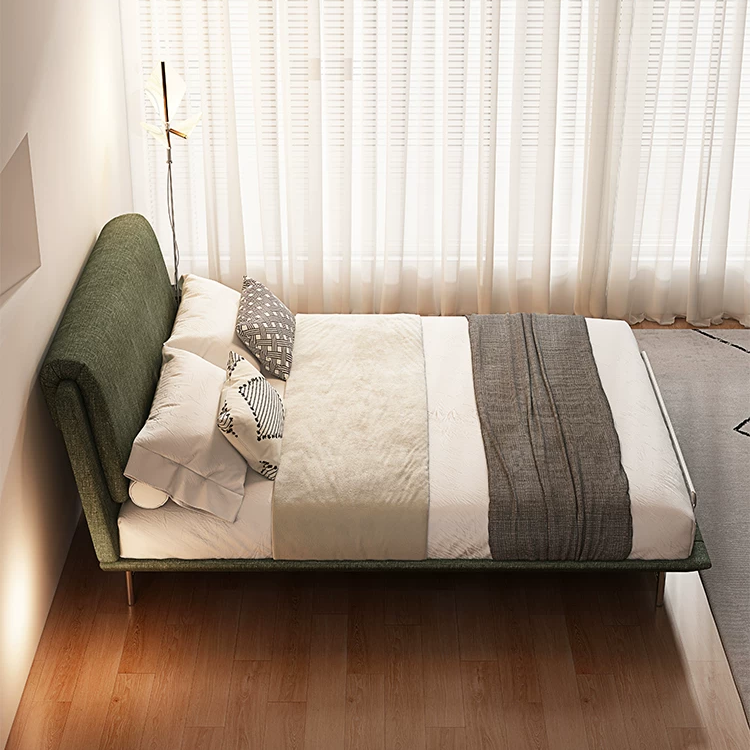 RC100 (1) Gaoliang Bed Italian Latest Design Stainless Steel Legs Wooden Bed OEM/ODM (RC100)