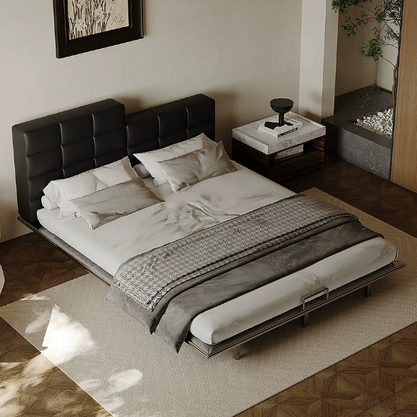 RC101 (4) Gaoliang Bed New Design Black Leather Metal Frame Bedroom Bed for OEM/ODM (RC101)