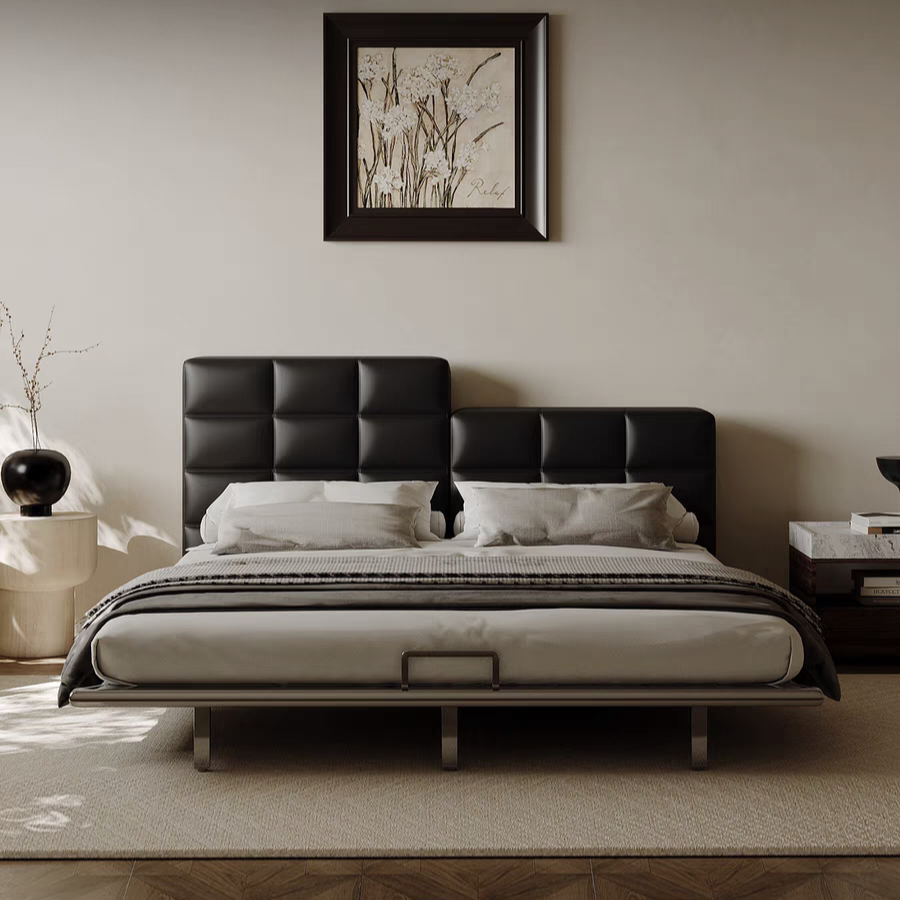 Gaoliang Bed New Design Black Leather Metal Frame Bedroom Bed for OEM/ODM (RC101)