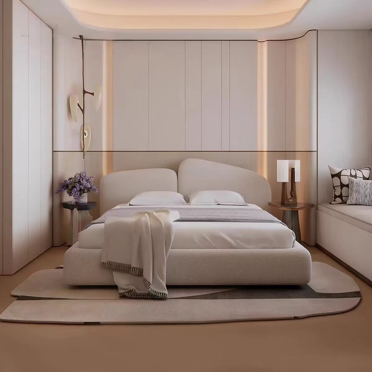 RC93 (1) Gaoliang Bed Modern Elegant Simple Bedroom Furniture King Bed OEM/ODM (RC93)