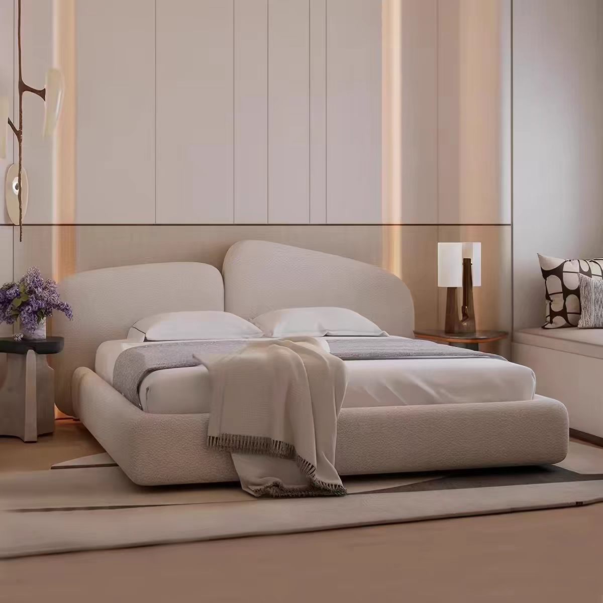 RC93 (5) Gaoliang Bed Modern Elegant Simple Bedroom Furniture King Bed OEM/ODM (RC93)