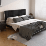 Gaoliang Bed Luxury Black Leather Soft Upholstered Metal Frame Bed OEM/ODM (RC99)