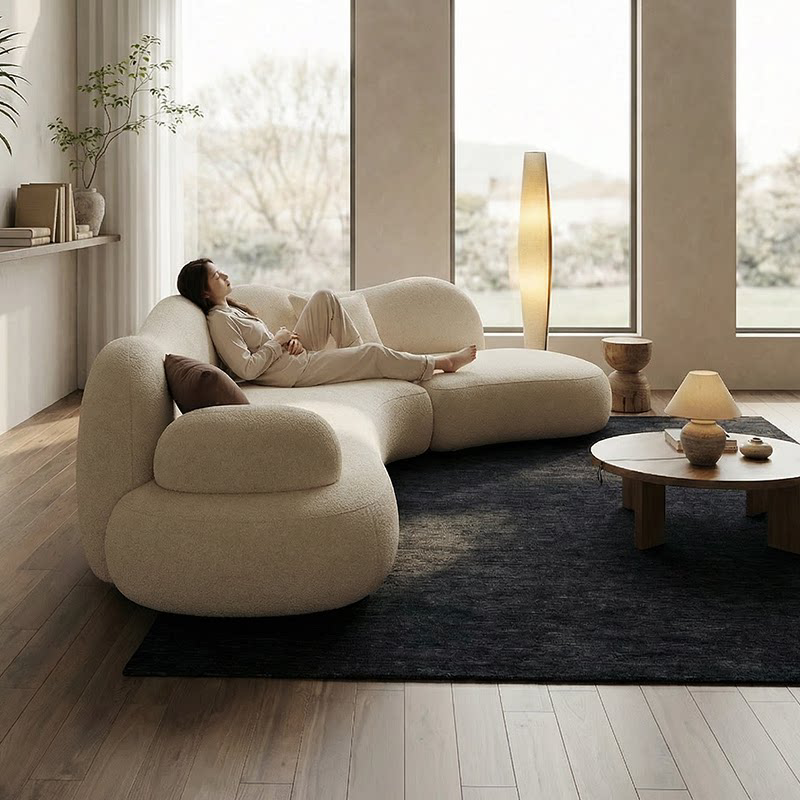 SF125 (3) Gaoliang Sofa Cream Curved Modern Fabric Round White Sofa OEM/ODM (SF125)