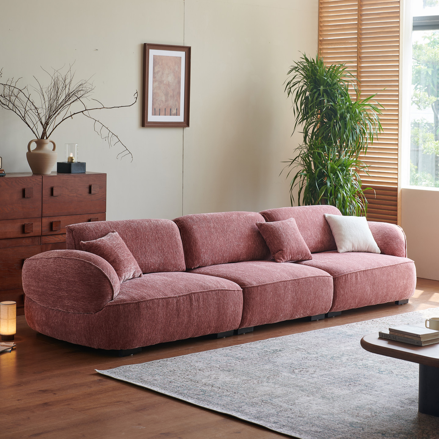 SF127 (1) Gaoliang Sofa Adjustable Back Modern Pink Sofa OEM/ODM (SF127)