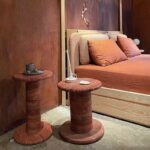 Gaoliang Side Table Red Travertine Round Natural Stone Sofa Corner Table OEM/ODM (BJ167)